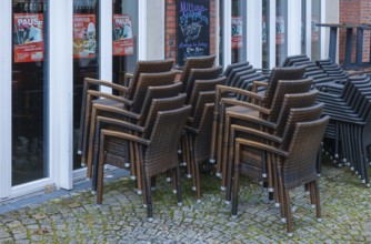 Coesfeld, North Rhine-Westphalia, Germany - Stacked pedestrian zone in times of the corona