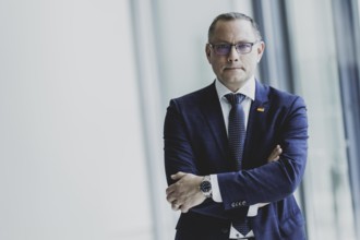 Tino Chrupalla, Federal Chairman of the AfD (Alternative for Germany), recorded in front of the