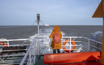 Norderney, Lower Saxony, Germany - The ferry Frisia IV operated by AG Reederei Norden-Frisia sails