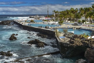 Costa Martiánez swimming pool on the coast of Puerto de la Cruz, Tenerife, Canary Islands, Spain,