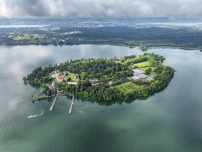 Aerial view of the island of Mainau in Lake Constance, district of Constance, Baden-Württemberg,