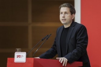 Kevin Kuehnert, SPD Secretary-General, at a press conference following the SPD Executive Committee