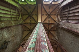 Fabulously painted pillars and vaults in St Nicholas' Church, late Gothic brick building, built