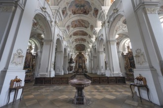 Interior of the originally Gothic hall church, was completely baroqueised in the 18th century,