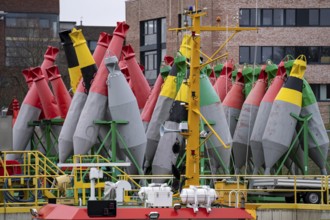 Bremerhaven buoy yard, where the navigation signs for the Outer Weser are maintained and deployed,