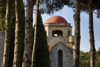 St John's Church, Monastery of Our Lady of Mount Filerimos, Historic building with red dome,