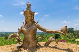 Statue of Dewi Sri, goddess of rice, rice goddess, Jatiluwih rice terraces, Bali Indonesia