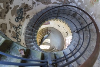 Spiral staircase inside the observation tower Juttaturm or Bismarck Tower, Jutta-Park Grimma,