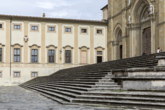 Cathedral steps at the cathedral, Arezzo, Tuscany, Italy, Europe