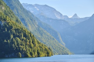 Lake Koenigssee in autumn, Alps, Bavaria, Germany, Europe