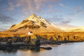 Detached house on the coast near Arnarstapi, Snäfellsnes Peninsula, Snæfellsnes, West Iceland,