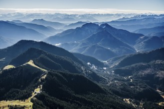 Aerial view, bird's eye view, Alps near Garmisch-Partenkirchen, Upper Bavaria, Bavaria, Germany,