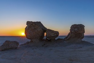 Striking rock formation in the Huqf stone desert at sunrise, Arabian Peninsula, Sultanate of Oman