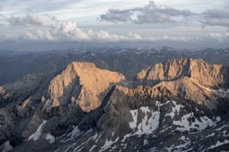 Peak of the Mieminger Kette with Hochwand at sunset, Impressive rocky mountain landscape, Mountain