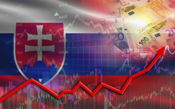 Slovakia economic growth on financial graph. Slovakia financial growth on market graph