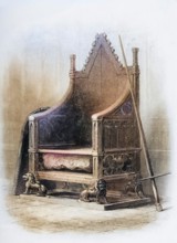The Coronation Chair in Westminster Abbey. It was made for King Edward I to enclose the famous