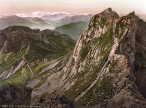 Tomlishorn, I. and Oberland Alps, Pilatus, Switzerland, Historical, digitally restored reproduction