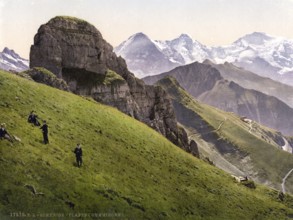 Schynige Platte, Gummihorn, Eiger, Mönch and Jungfrau, Bernese Oberland, Switzerland, Historic,