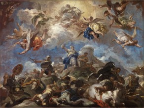 Judith Displaying the Head of Holofernes, painting by Luca Giordano (Italian, 1634-1705),