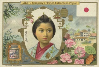 Series Children from foreign countries, Japan, Liebig picture, digitally restored reproduction of a