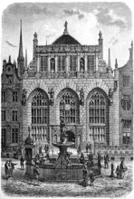 The Artus Court in Danzig, Gdansk, Poland, in 1882, Historical, digital reproduction of an original