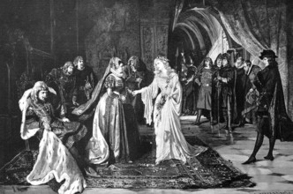 Ophelia, character from Shakespeare's tragedy Hamlet, historical, digital reproduction of an