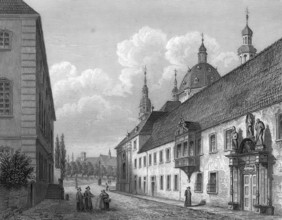 Seminary and library near the cathedral of Fulda, 1850, Hesse, Germany, reproduction from an