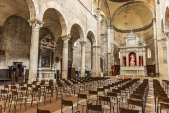 The church of San Frediano, view from the entrance to the altar, historic city centre, Lucca,