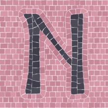 Mosaic tiles letter N. EPS 10 editable flat design vector seamless horizontal pattern