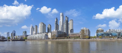 Argentina, Buenos Aires, skyline and cityscape of Puerto Madero, a waterfront Rio De La Plata,