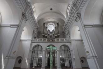 Organ loft in the parish church of St John, Hauk Abbey, built in 1691, Bahnhofstr. 4, Würzburg,