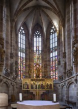 Interior view of the altar, choir, Church of Our Lady, Nuremberg, Franconia, Bavaria, Germany,