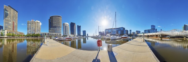 Landscape of Melbourne south wharf skyline at Docklands the yarra river at spring, Australia,
