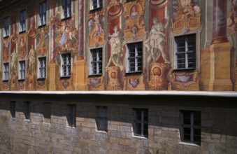 Façade painting by Anton Greiner, Old Town Hall, historic old town centre, Bamberg, Upper