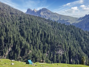 Camp tent in Himalayas mountains
