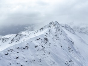Aerial view, snowy mountain landscape, Ortler group, Trento, Italy, Europe