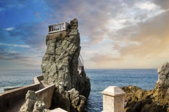 Famous Mazatlan sea promenade, El Malecon, with ocean lookouts and scenic landscapes