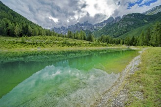 Panoramic lake, mountain lake, Stubai Alps near Telfes and Fulpmes, high mountains of the Alps,
