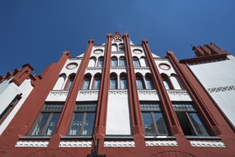 Historic façade of the market pharmacy from 1621, Wismar, Mecklenburg-Vorpommern, Germany, Europe