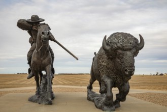 Oakley, Kansas - A sculpture of Buffalo Bill (William Frederick Cody) on horseback shooting a