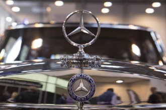Mercedes star on a Mercedes Benz 600. Techno Classica is the trade fair for vintage, classic and