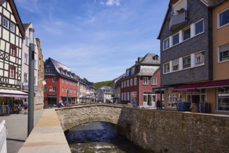 Sandstone bridge over the Erft in the town centre of Bad Münstereifel, Eifel, Euskirchen district,