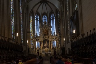 St Mary's Cathedral interior view, the high altar from 1697 in the Gothic choir, Erfurt, Thuringia,