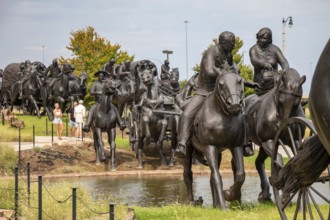 Oklahoma City, Oklahoma - A sculpture commemorates the Oklahoma Land Run of 1889 when thousands of