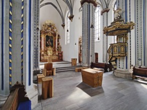 Interior view with high altar of the Namen-Jesu-Kirche, Bonn, North Rhine-Westphalia, Germany,
