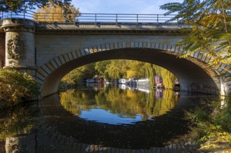 River course at the railway bridge next to the Tiergartenufer, Berlin-Tiergarten railway station,