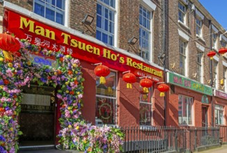 Chinese restaurants in Chinatown, Nelson Street, Liverpool, Merseyside, England, UK