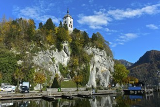 The Johannesberg Chapel on the Johannesberg rock above Lake Lake Traun, Traunkirchen,