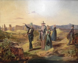 English Tourists, Painting by Carl Spitzweg, Historic, digitally restored reproduction from a 19th