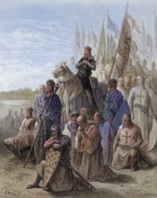 King Louis IX in front of Damietta during his first crusade in 1249, Historical, digitally restored